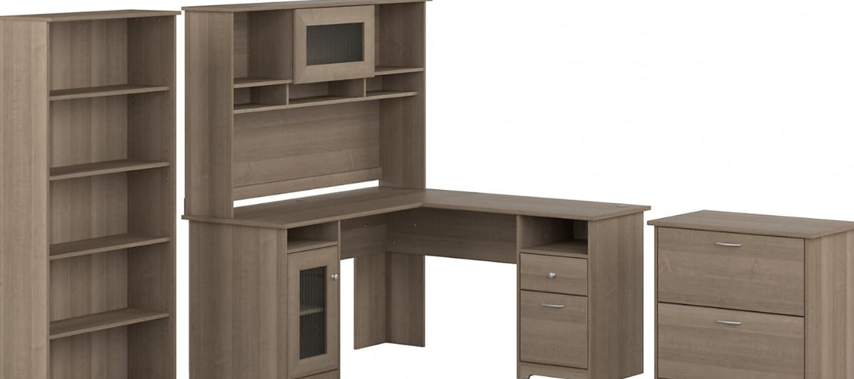 Image of Bush Furniture Cabot Lateral File Cabinet in a home office setting