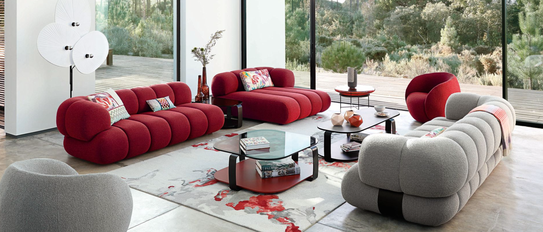 Image of a stylish living room featuring furniture from Roche Bobois