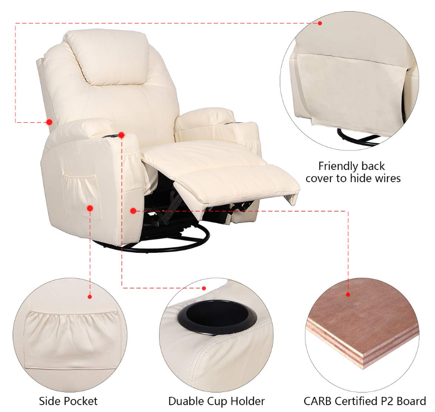 Esright Massage Recliner Sofa - Relax and unwind in style with this luxurious massage recliner sofa