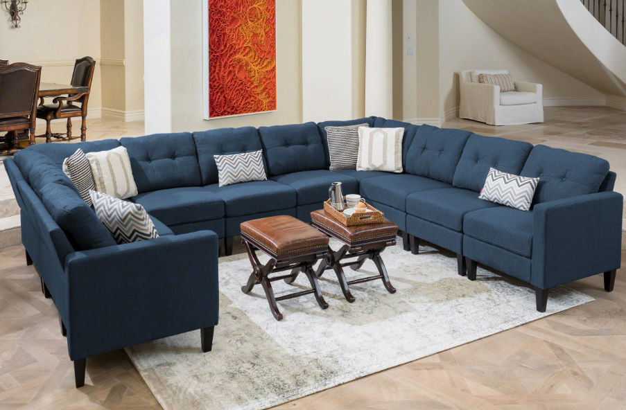 Christopher Knight Home Justine Mid-Century Modern Sectional Sofa in Charcoal Gray Fabric