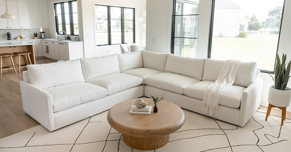 Image of Poundex Bobkona Belinda Linen-like Polyfabric Sectional Sofa