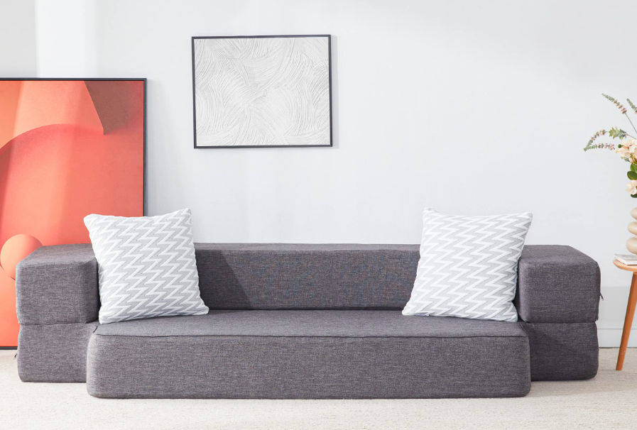 Image of the Rosina Convertible Sleeper Sofa, a versatile and stylish piece of furniture that can be easily transformed into a comfortable bed.