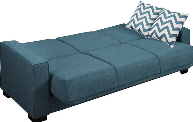 Image of the Mercury Row Athena Square Arm Sofa Bed, a stylish and versatile piece of furniture that can be easily transformed into a comfortable bed.