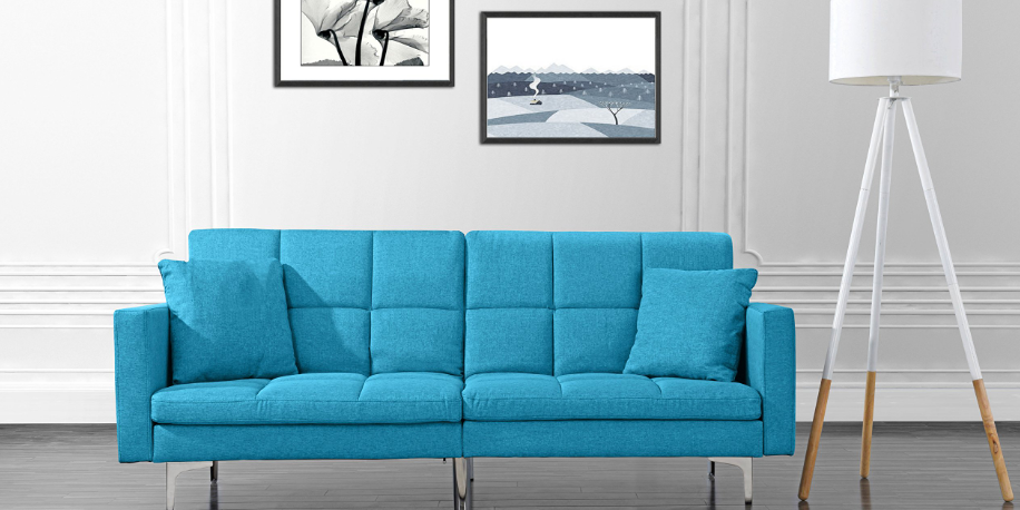 Image of Divano Roma Furniture Modern Plush Tufted Linen Futon
