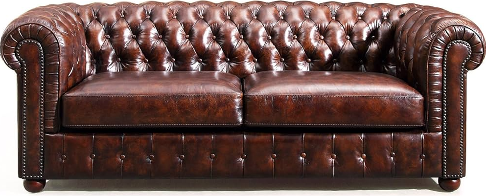 Classic Chesterfield sofa in rich brown leather, the best choice for timeless elegance and comfort