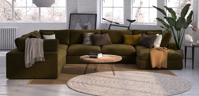 Modular corner sofa with customizable design options
