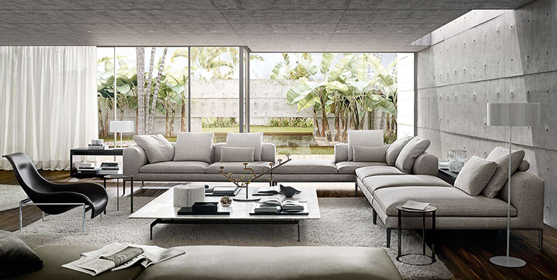 Modern B&B Italia furniture in a stylish living room