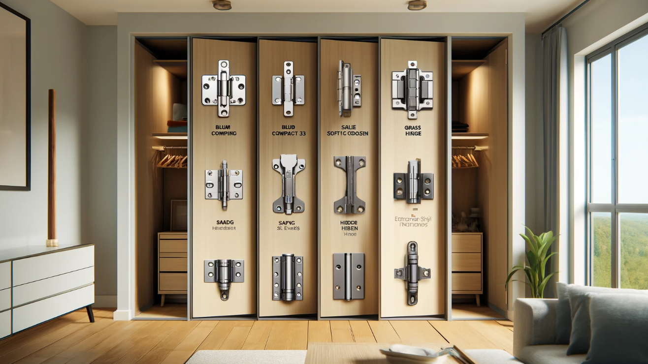 Image of the best hinges for wardrobe doors, featuring durable and reliable hardware for smooth opening and closing