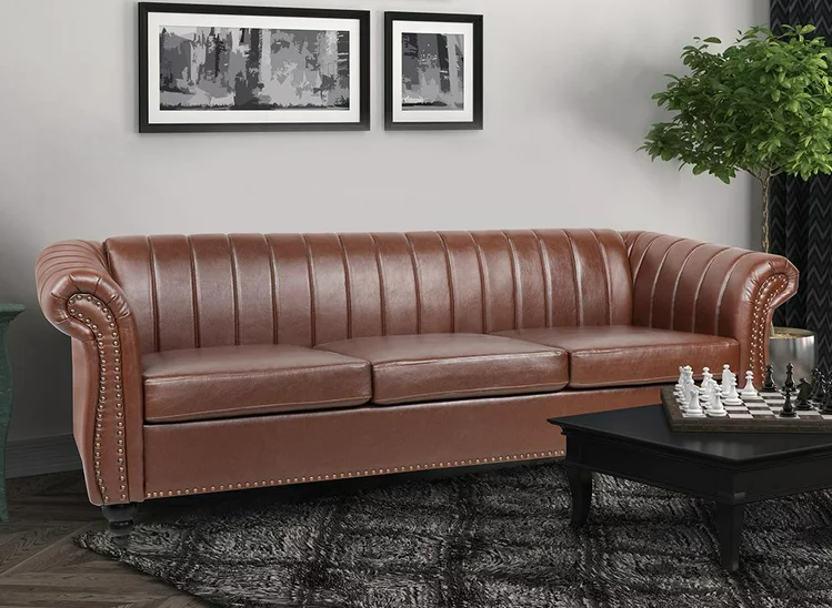 Stone & Beam Charles Classic Leather Sofa Bed in elegant design