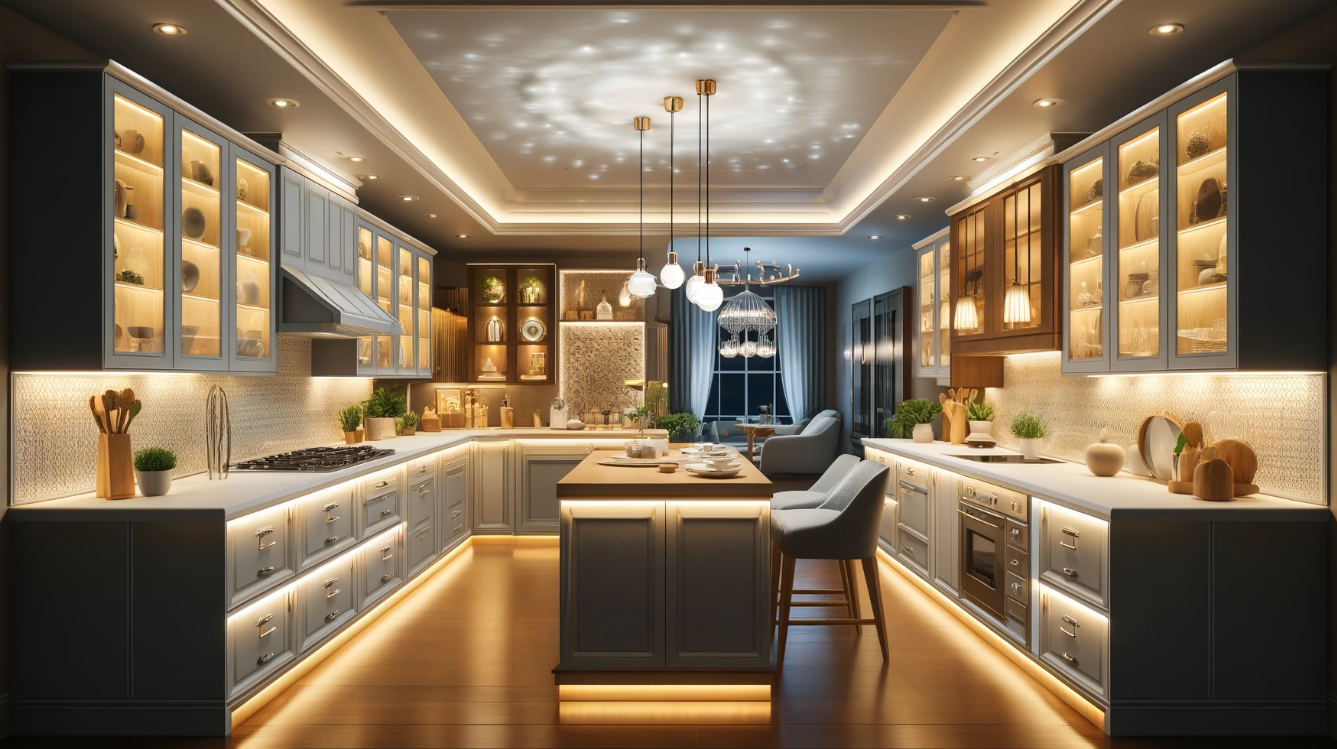 Best lighting for kitchen: a well-lit kitchen with overhead and under cabinet lighting
