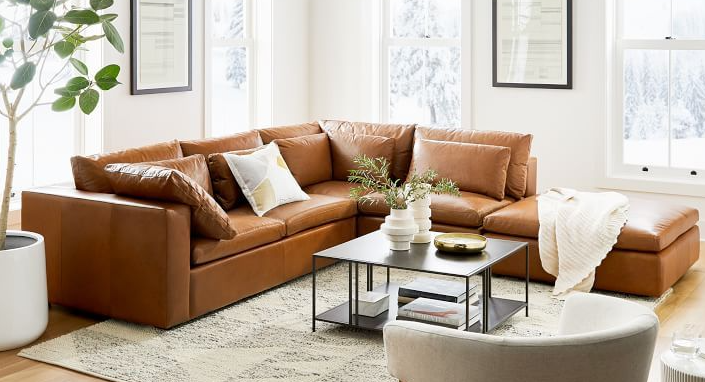 West Elm Harmony Modular Sectional Set in a modern living room setting