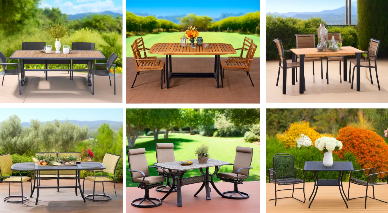Outdoor dining table with a sleek and modern design, perfect for enjoying meals al fresco
