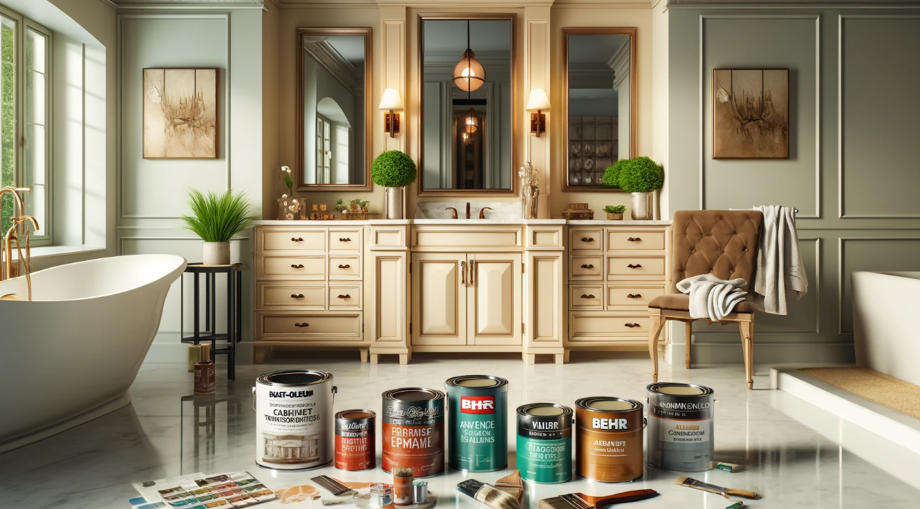 Best paint for bathroom vanity - a variety of high-quality paint cans for bathroom renovation projects