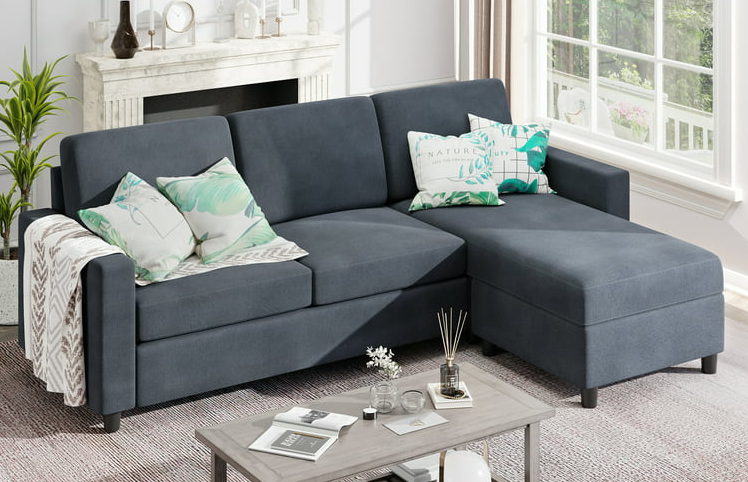 Image of the sameRivet Revolve Modern Upholstered Sofa with Reversible Sectional Chaise, a stylish and versatile furniture piece for contemporary living spaces.
