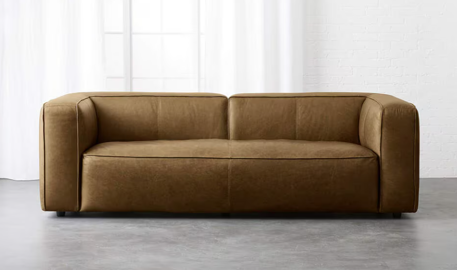 Brown leather sofa in living room