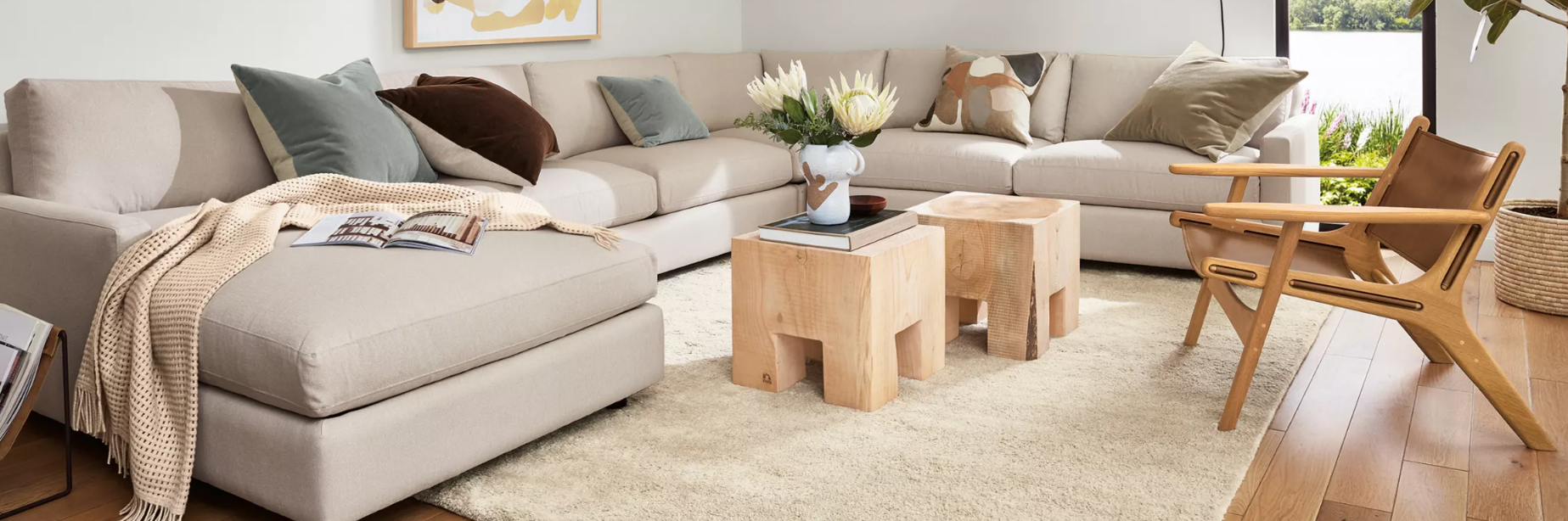 Modern furniture from Room & Board in a stylish living room setting