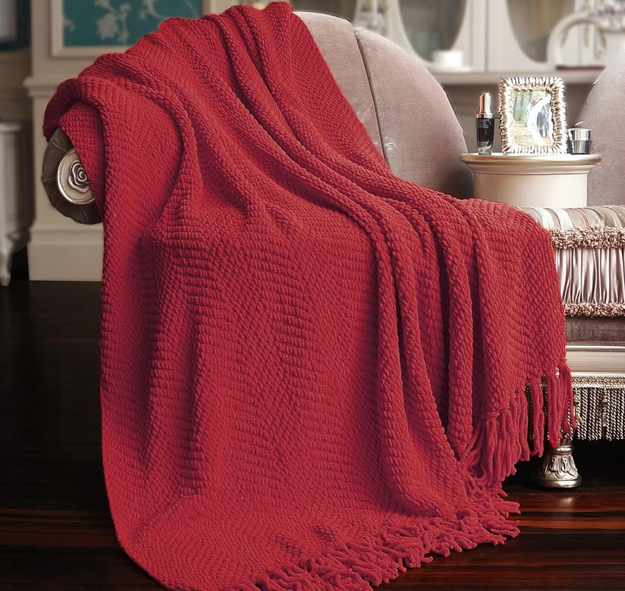 Home Soft Things Knitted Tweed Throw Blanket in cozy knit design