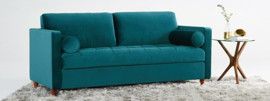 Joybird Briar Velvet Sofa in luxurious blue velvet fabric