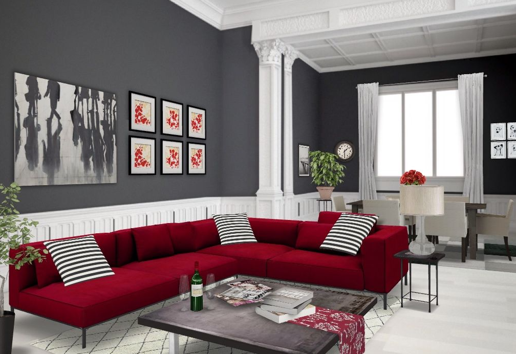 Best wall color for red sofa - a vibrant and cozy combination
