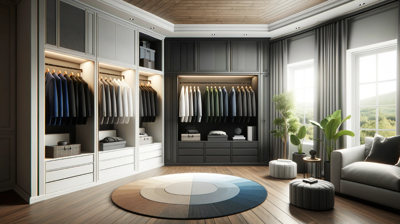Image of a wardrobe filled with clothes in the same best color scheme