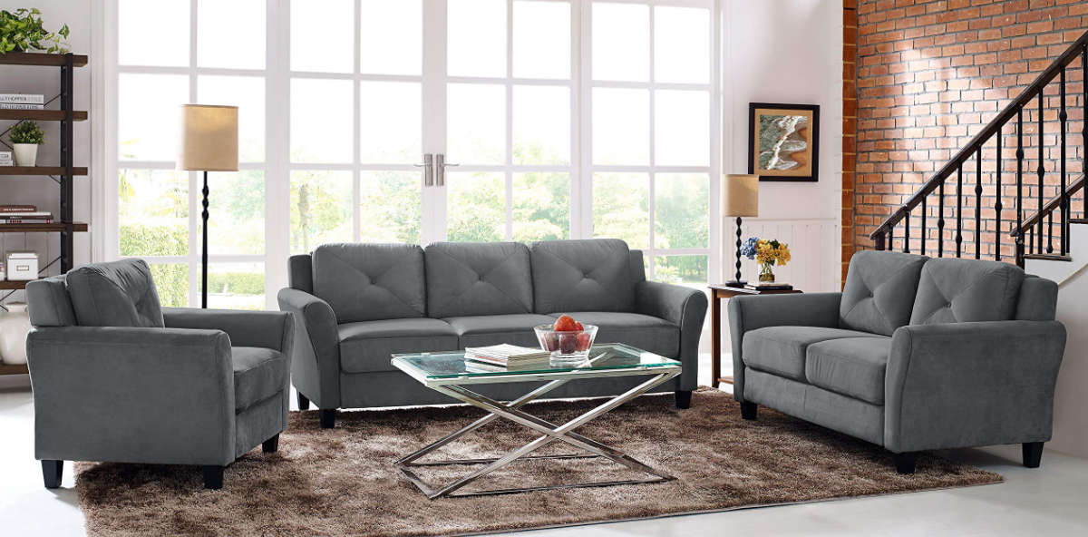 Image of Lifestyle Solutions Harrington Sofa in Grey, a stylish and comfortable seating option for any living space